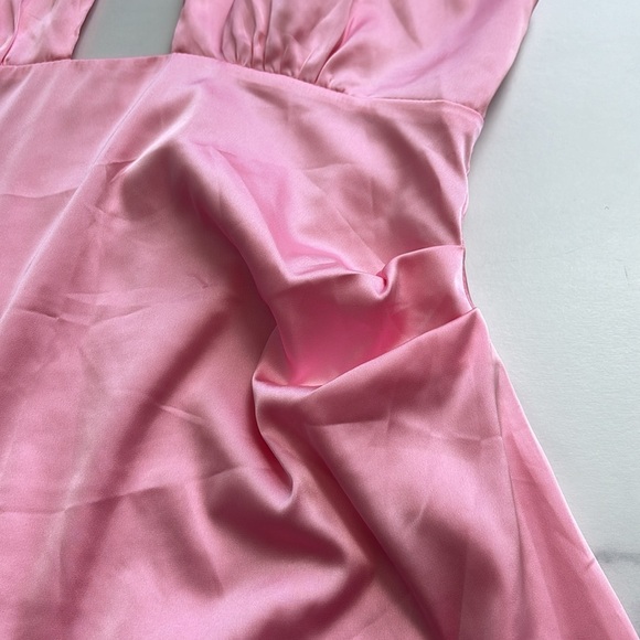 Peppermayo Pink Satin Halter Mini Slip Dress Size 6 - Picture 11 of 14